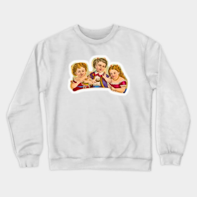 Three children drawn and graceful in vintage colors Crewneck Sweatshirt by Marccelus